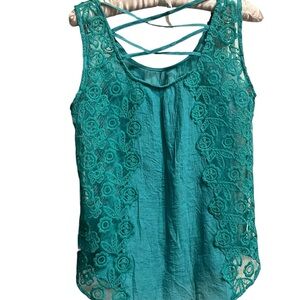 Elegant Teal Lace Women's Tank Top